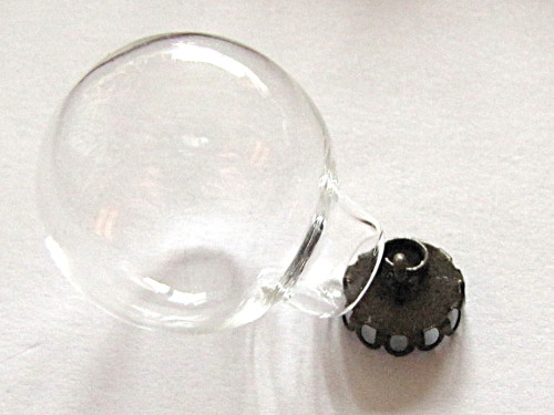 Hohlperle Glaskugel mit Kappe bronzefarben ca. 24mm